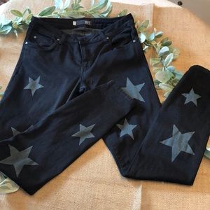 Kut Size 10 Black Jeans with Faded White Stars